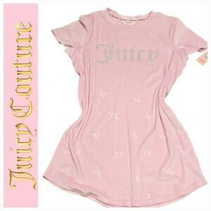 Juicy Couture JC Toss Logo Velour Sleep Shirt- Pink